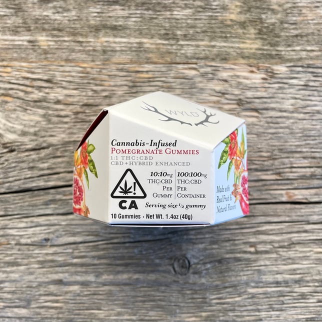 POMEGRANATE 1:1 CBD:THC HYBRID GUMMIES 10PC 100MG - Image 2