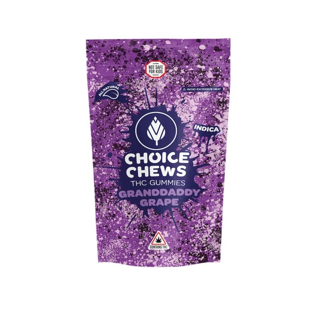 Choice Chews - Grandaddy Grape Indica Gummies (100mg 20pk) - Image 1 Choice Chews - Grandaddy Grape Indica Gummies (100mg 20pk) - Image 1
