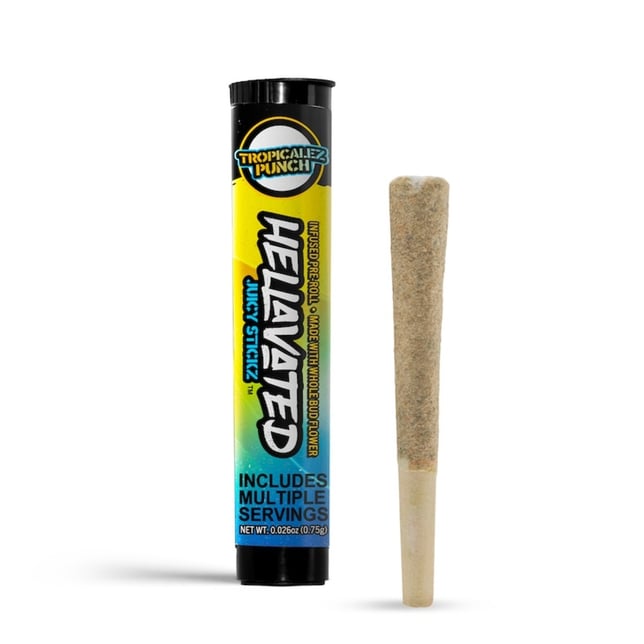 Hellavated - Tropicalez Punch Juicy Stickz Infused Pre-Roll (0.75g) - Image 1 Hellavated - Tropicalez Punch Juicy Stickz Infused Pre-Roll (0.75g) - Image 1