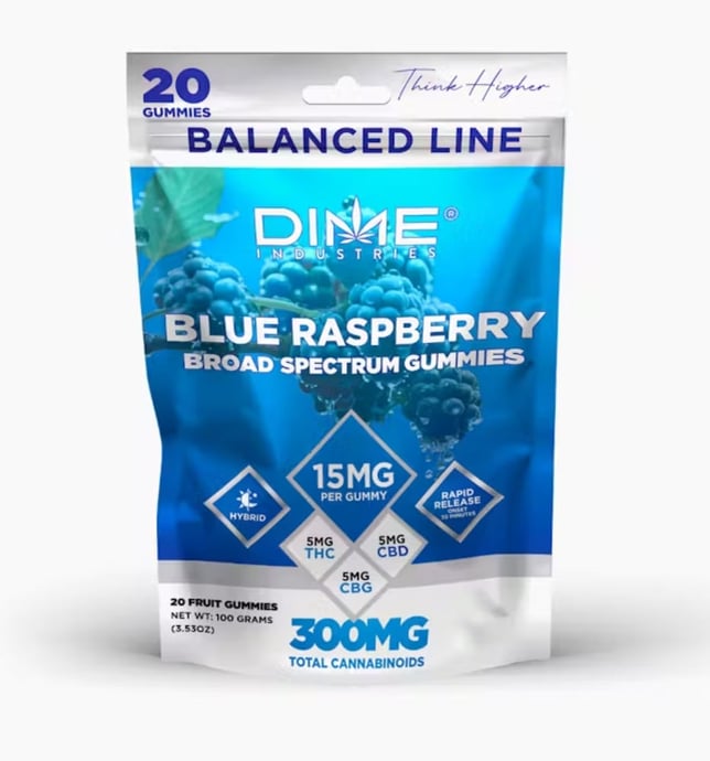 Balanced Line Blue Raspberry "Afternoon" CBG Gummies 20ct - Image 1 Balanced Line Blue Raspberry "Afternoon" CBG Gummies 20ct - Image 1