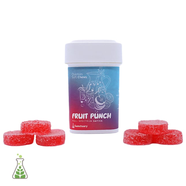 Quickies - Fast Acting Full Spectrum Fruit Punch Sativa Gummies (100mg 20pk) - Image 1 Quickies - Fast Acting Full Spectrum Fruit Punch Sativa Gummies (100mg 20pk) - Image 1