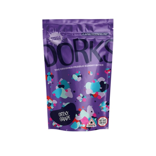 Choice Chews - Dorks Geeky Grape Indica Gummies (100mg 20pk) - Image 1 Choice Chews - Dorks Geeky Grape Indica Gummies (100mg 20pk) - Image 1