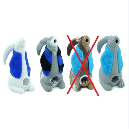 Silicone Rabbit Pipe w/ Glass Bowl (Colors vary) - Image 3 Silicone Rabbit Pipe w/ Glass Bowl (Colors vary) - Image 3