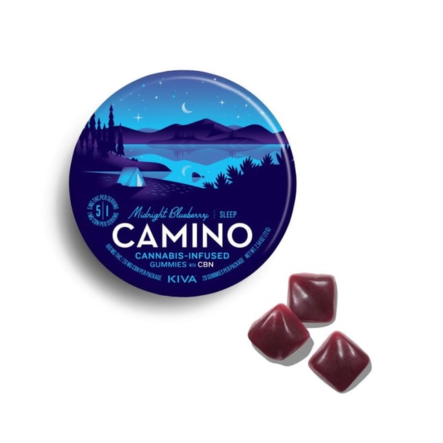 KIVA Camino - Midnight Blueberry 5:1 THC:CBN Gummies (20pk) - Image 1 KIVA Camino - Midnight Blueberry 5:1 THC:CBN Gummies (20pk) - Image 1