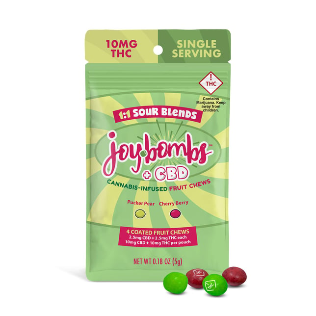 Joy Bombs + CBD 1:1 Sour Blends - 10mg THC (4pk / 2.5mg THC & 2.5mg CBD ea) - Image 1