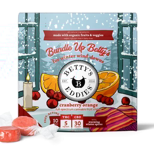 Betty's Eddies - Cranberry Orange "Bundle Up" 1:6 Chews (50mg 10pk) - Image 1 Betty's Eddies - Cranberry Orange "Bundle Up" 1:6 Chews (50mg 10pk) - Image 1