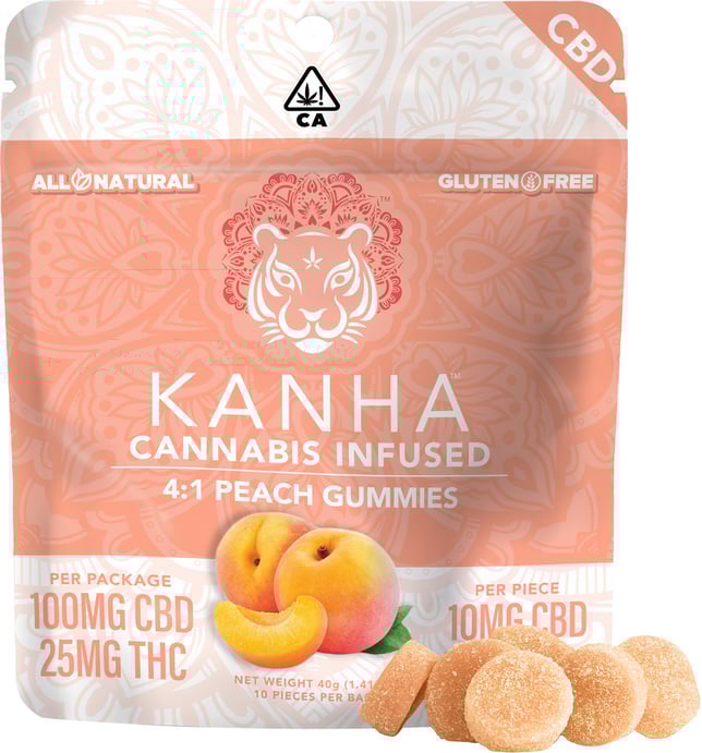 4:1 Peach [10pk] (100mg CBD/25mg THC) - Image 1