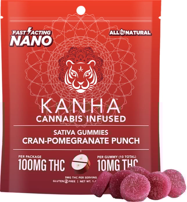 Kanha - NANO Sativa CranPom Gummies (100mg 10pk) - Image 1 Kanha - NANO Sativa CranPom Gummies (100mg 10pk) - Image 1