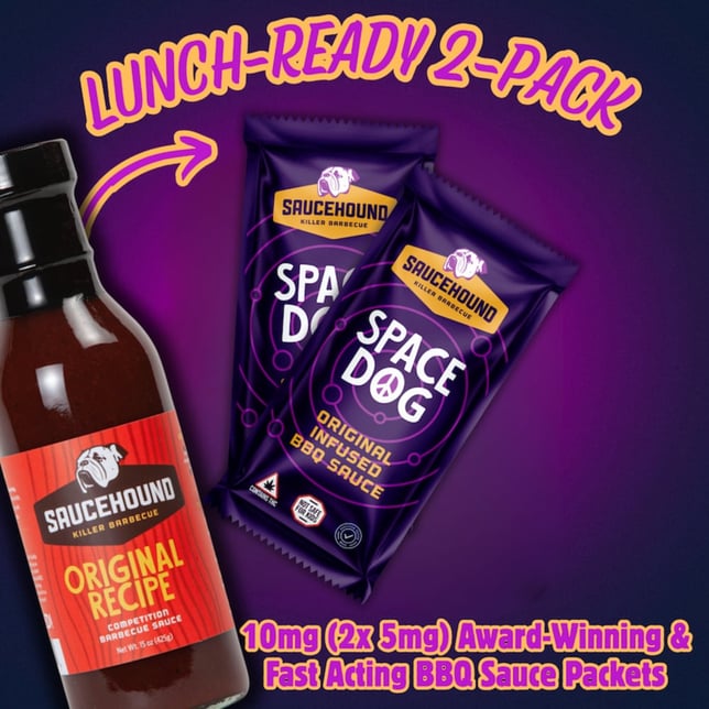Space Dog - Infused Original BBQ Sauce Packets (10mg 2pk) - Image 1 Space Dog - Infused Original BBQ Sauce Packets (10mg 2pk) - Image 1