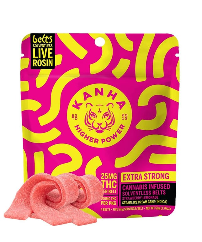 Strawberry Lemonade Live Rosin Belts - Indica [4pk] (100mg) - Image 1