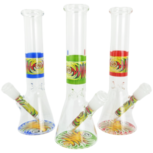 Wigwag Decal Beaker w/ Matching Downstem 10" Bong (Colors May Vary) - Image 1 Wigwag Decal Beaker w/ Matching Downstem 10" Bong (Colors May Vary) - Image 1