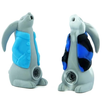 Silicone Rabbit Pipe w/ Glass Bowl (Colors vary) - Image 1 Silicone Rabbit Pipe w/ Glass Bowl (Colors vary) - Image 1