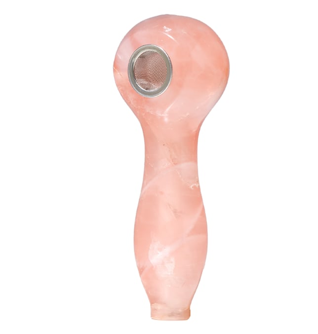 Gemstone Pipe - Rose Quartz - Image 1 Gemstone Pipe - Rose Quartz - Image 1