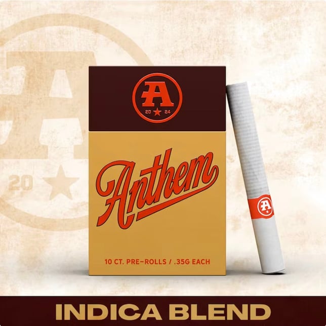 Anthem - Indica Blend Pre-Roll 0.35g 10pk (3.5g) *NP - Image 1 Anthem - Indica Blend Pre-Roll 0.35g 10pk (3.5g) *NP - Image 1