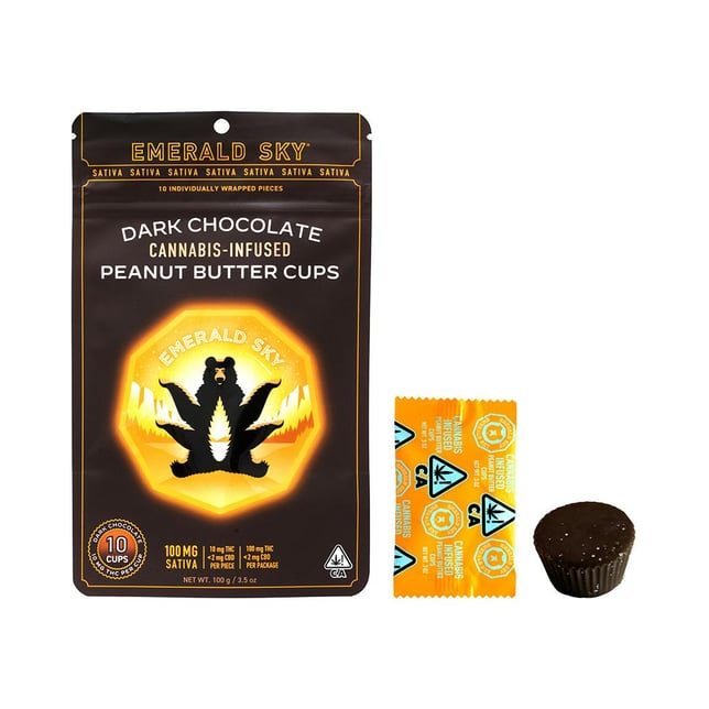 Peanut Butter Cups Dark Chocolate | 10pk/10mg - 100mg | Sativa - Image 1 Peanut Butter Cups Dark Chocolate | 10pk/10mg - 100mg | Sativa - Image 1