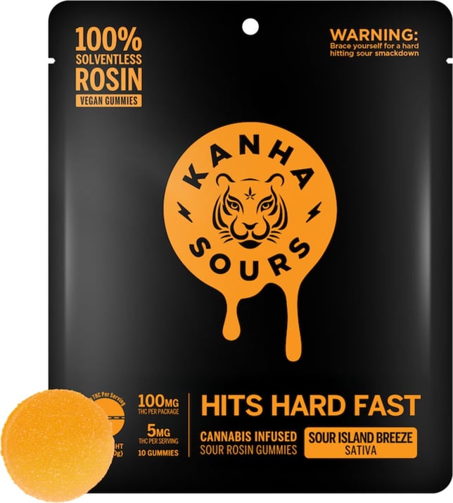 Kanha - Sativa Sour Island Breeze Fast Acting Rosin Gummies (100mg 10pk) - Image 1 Kanha - Sativa Sour Island Breeze Fast Acting Rosin Gummies (100mg 10pk) - Image 1