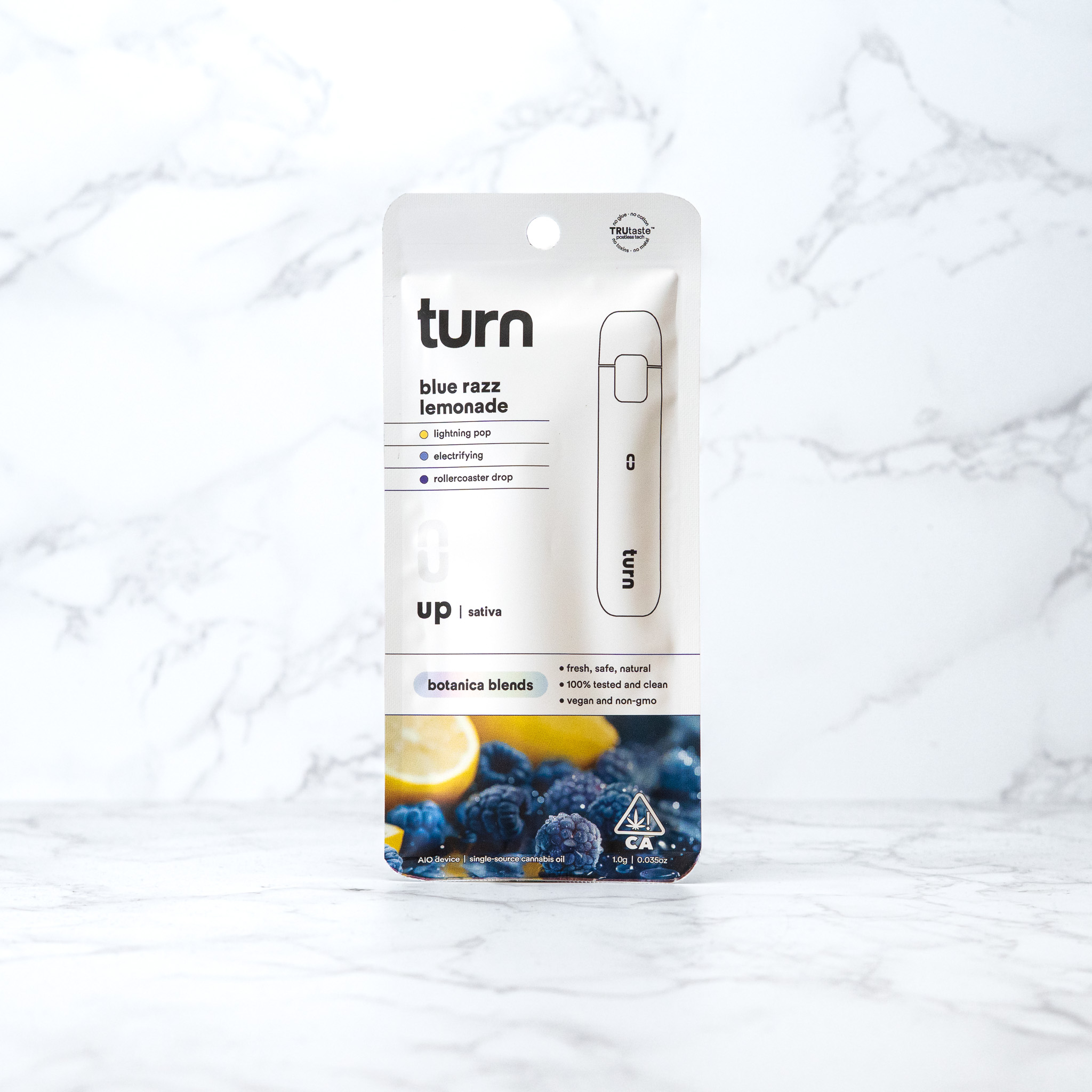 TURN - BLUE RAZZ LEMONADE - 'BOTANICA BLENDS' ALL IN ONE VAPE CART - SATIVA - [1G]