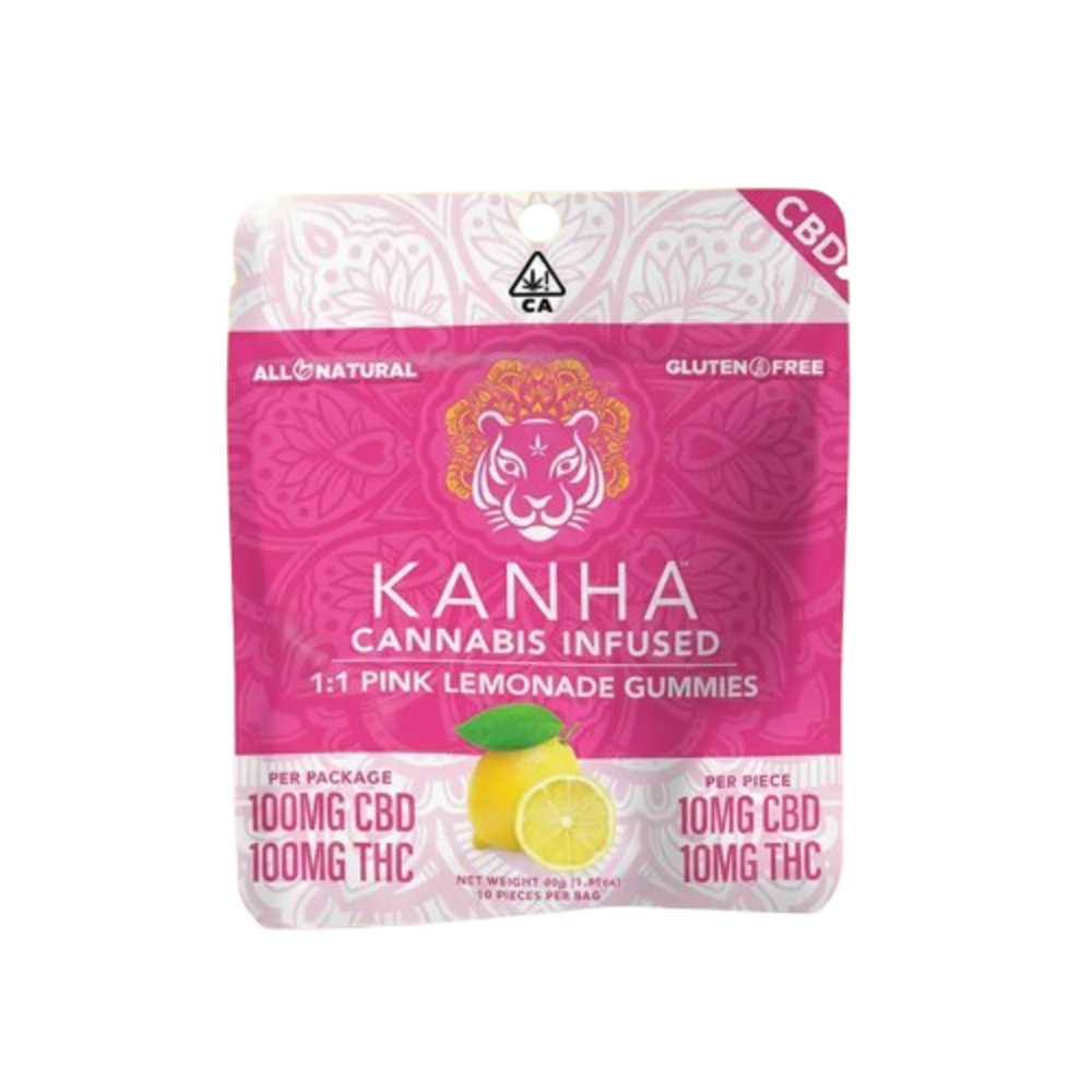 KANHA | 1:1 CBD:THC | Pink Lemonade | 100mg CBD/100mg THC | 10-pack