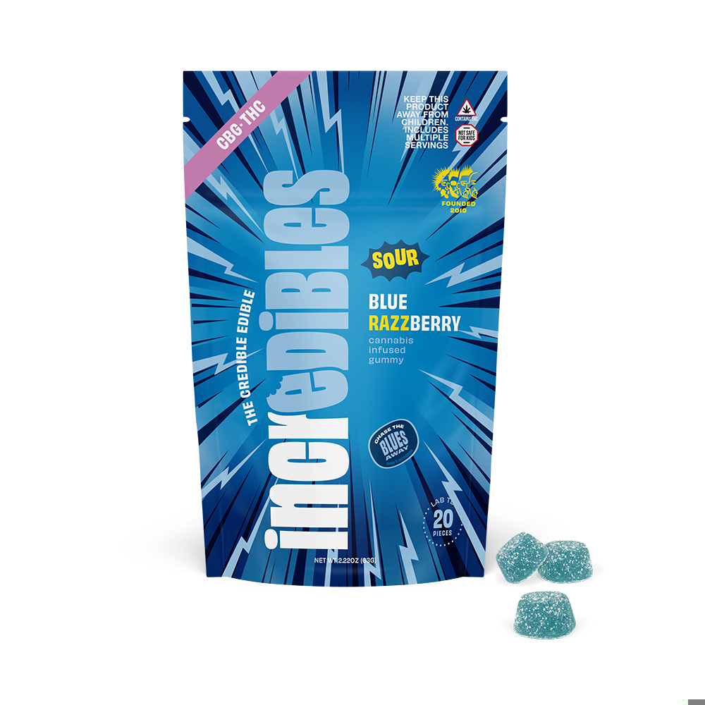 Incredibles - Sour Blue Razzberry 1:1 Gummies (200mg 20pk)