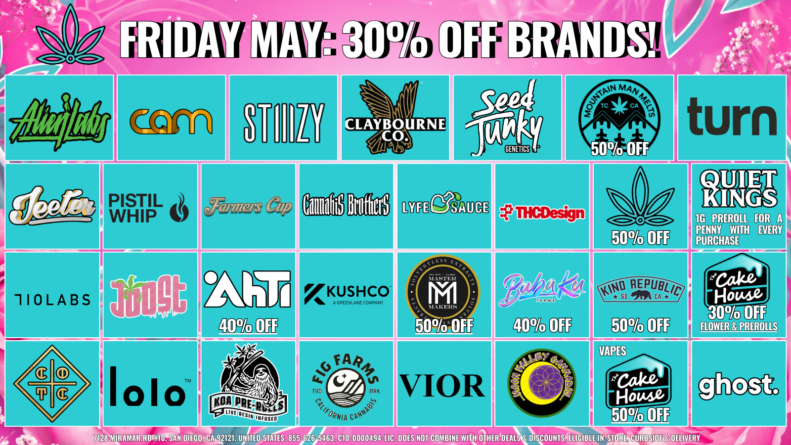 FRIDAY - 30% OFF SELECT BRANDS  special