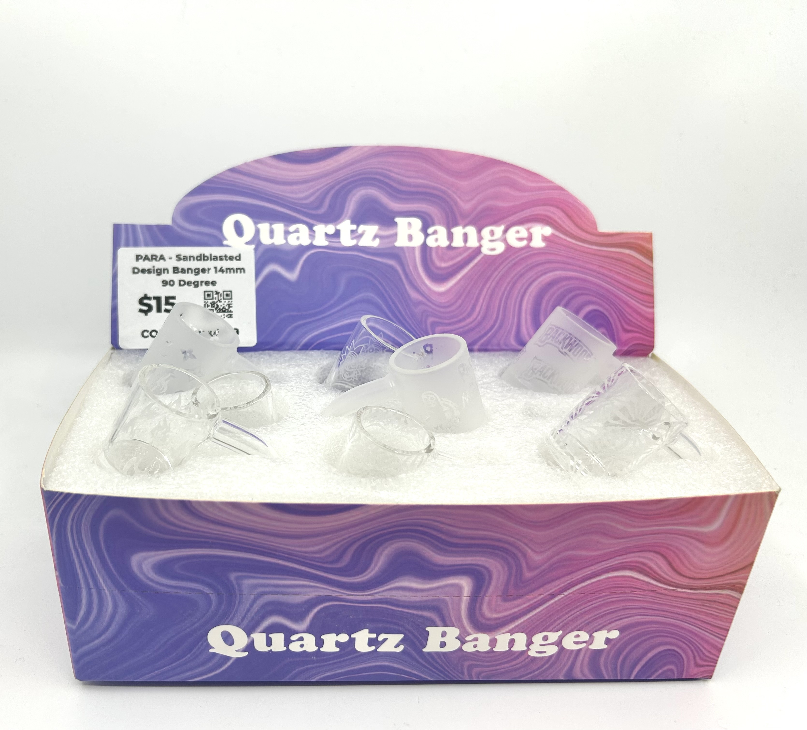 Sandblasted Design Male Banger - 90 Degree [14mm]