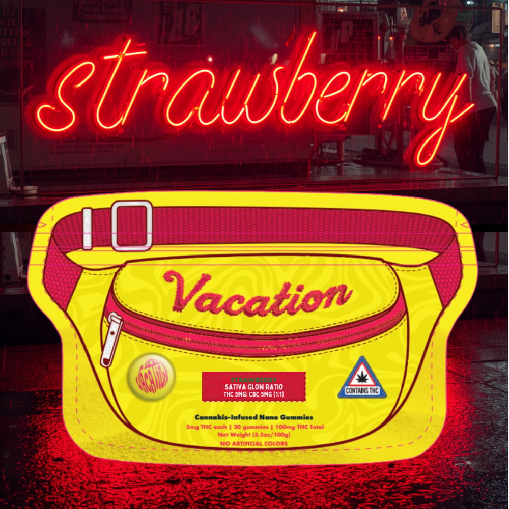 Vacation - Strawberry Ratio Gummies (100mg THC 100mg CBC 20pk)