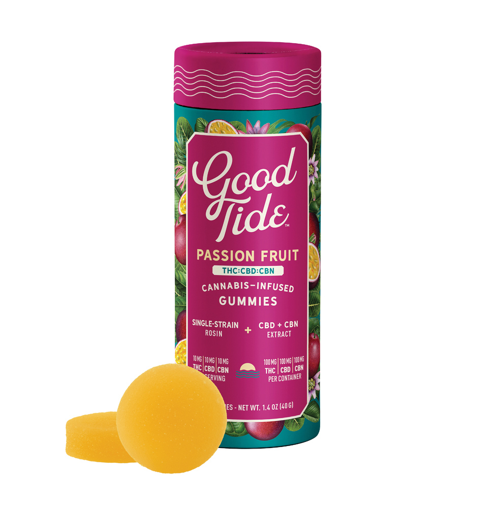Good Tide Passionfruit 1:1:1 CBD + CBN Single-Strain Rosin Gummies | Sleep | 100mg