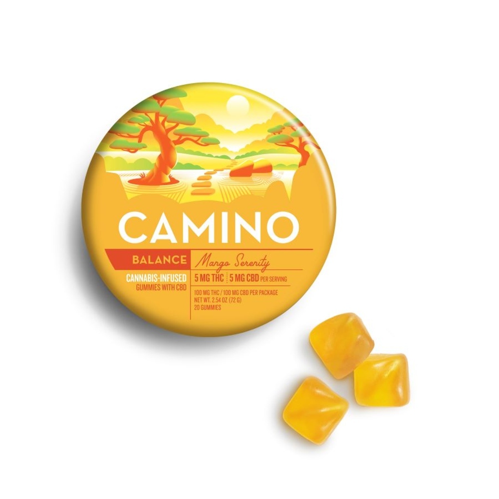 KIVA Camino - Mango Serenity Gummies 1:1 THC:CBD (100mg 20pk)