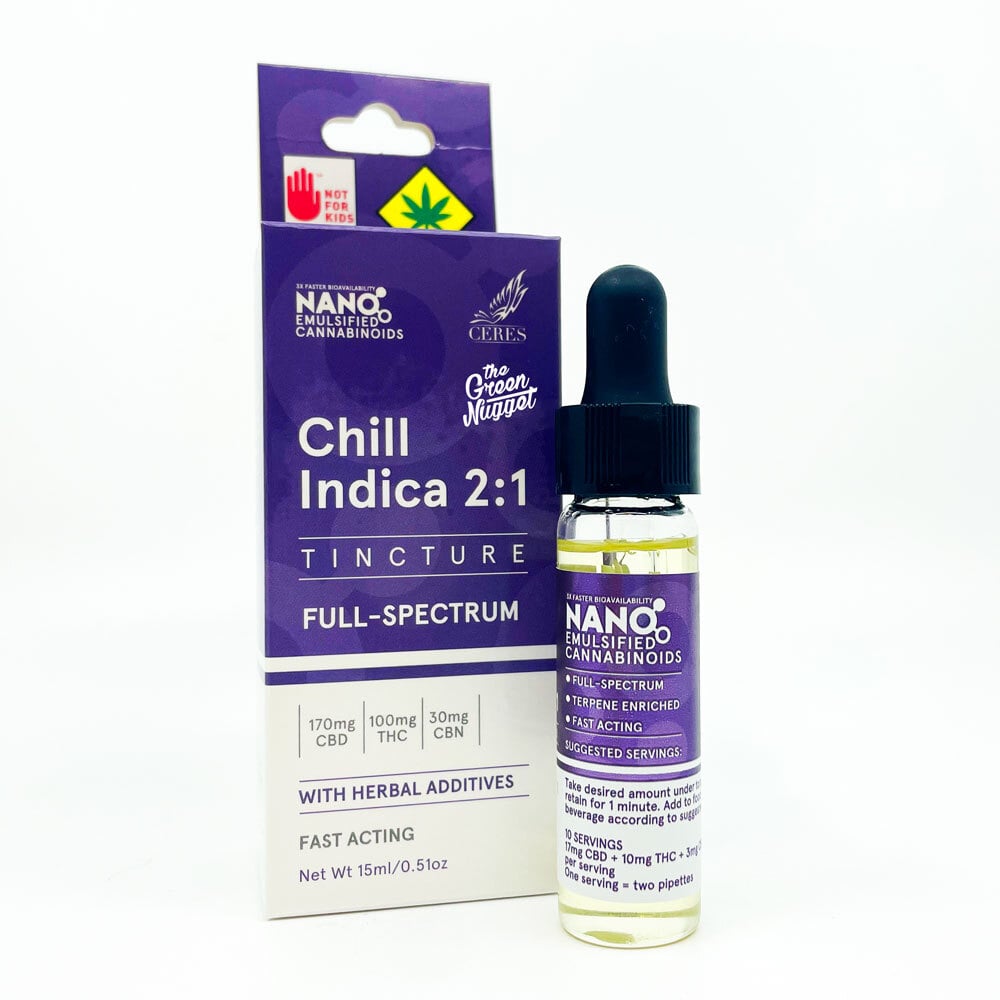 2:1 Chill Indica Full-Spectrum (170mg CBD/100mg THC/30mg CBN)