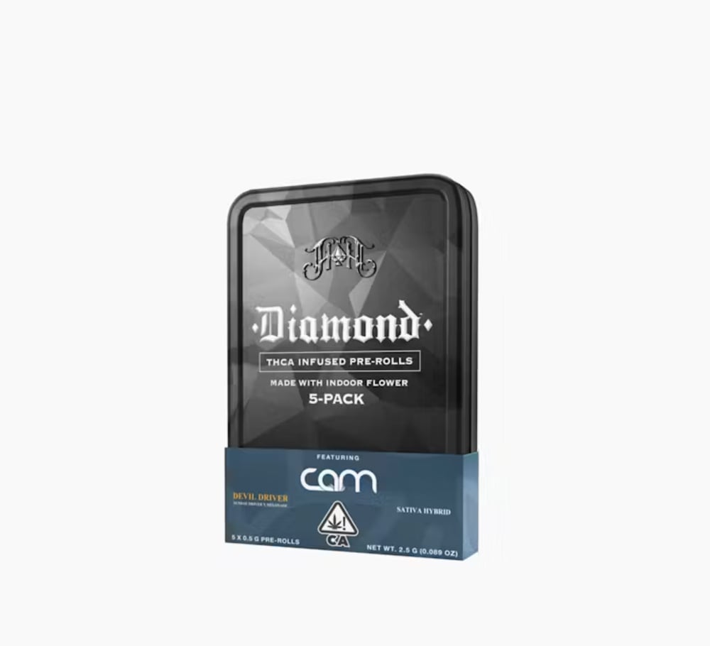 CAM: Devil Driver | Hybrid - Diamond THCA-Infused Pre-Rolls-2.5G 5-Pack