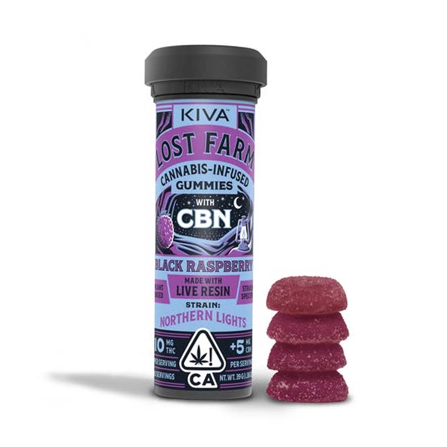 10mg : 5mg CBN Lost Farm 'Black Raspberry x Northern Lights' Gummies 100mg : 50mg CBN Total