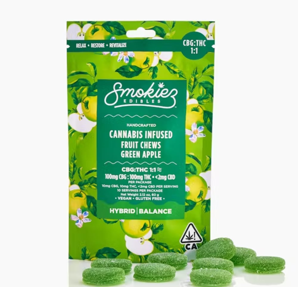 1:1 Green Apple [10pk] (100mg THC/100mg CBG)