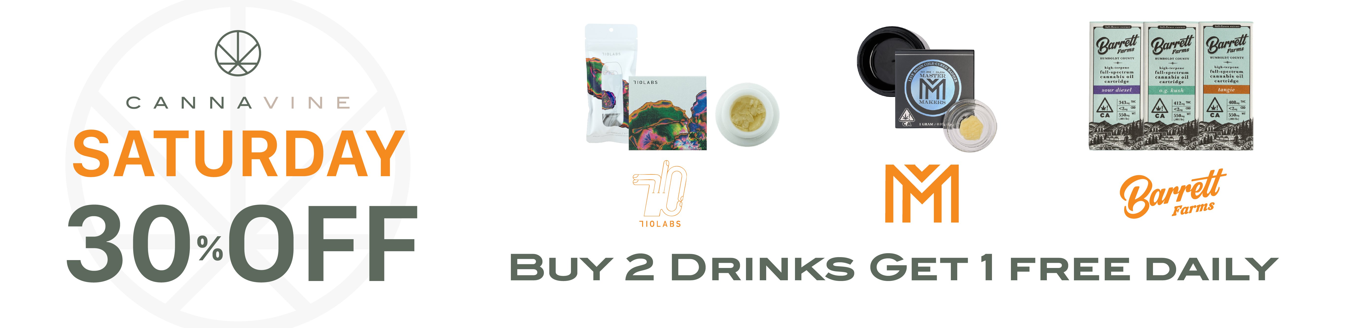 30% off rosins from 710 labs, master makers and barrett farms