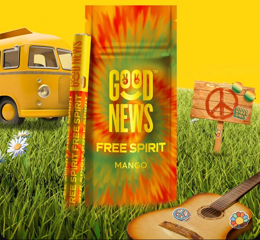 Shop Good News - Free Spirit Mango Disposable Vape (0.5g) | Fine Fettle MA  Sandbox Dispensary Rowley, MA