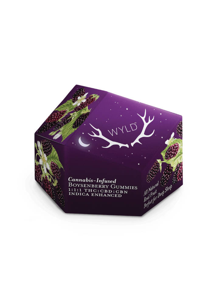 Boysenberry 1:1:1 CBD:CBN + Indica Enhanced Gummies | 100mg THC:CBD:CBN