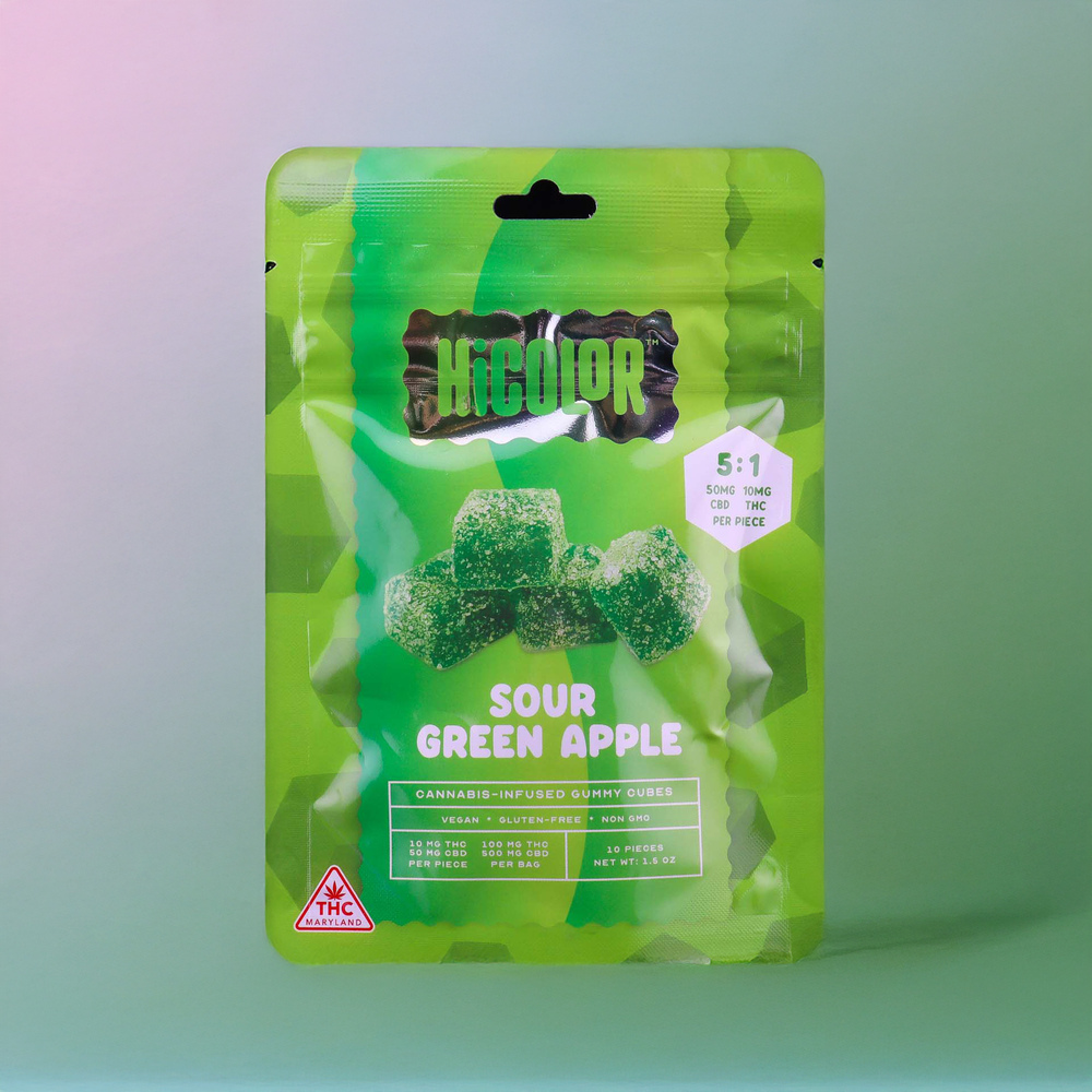 Shop 5:1 Sour Green Apple [10pk] (500mg CBD/100mg THC) | Peake