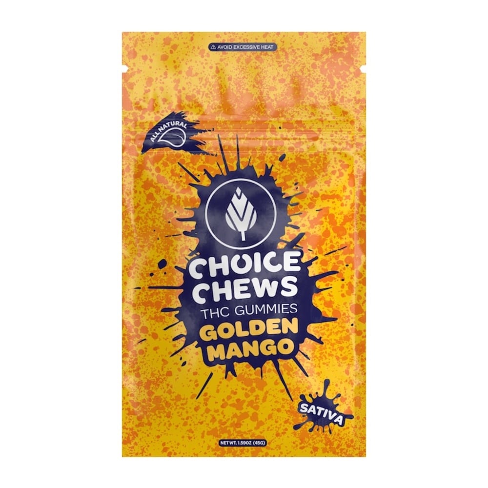 Choice Chews - Golden Mango Sativa MED Gummies (120mg 20pk) Choice Chews - Golden Mango Sativa MED Gummies (120mg 20pk)