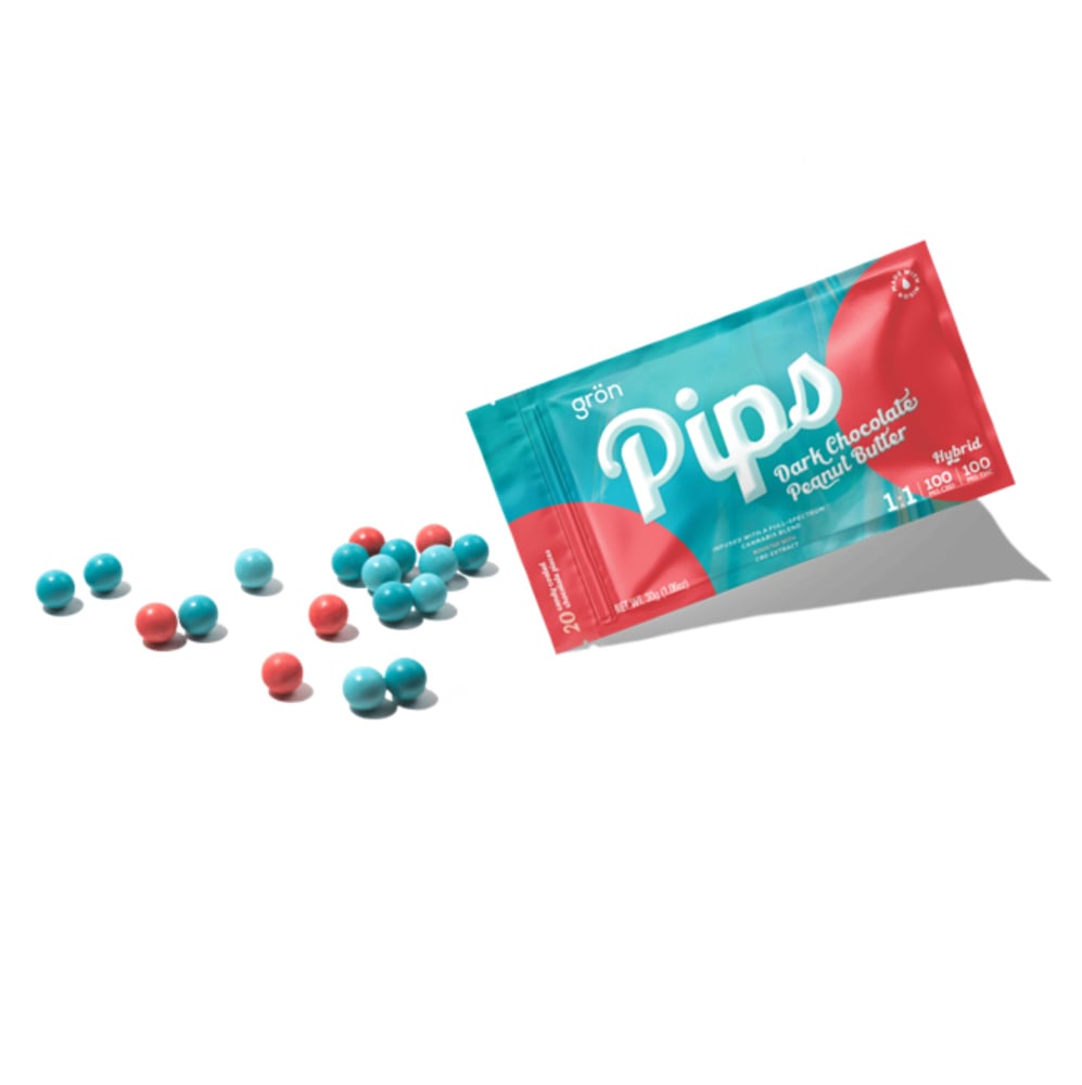 1:1 Dark Chocolate Peanut Butter Pips - Hybrid (100mg CBD / 100mg THC)