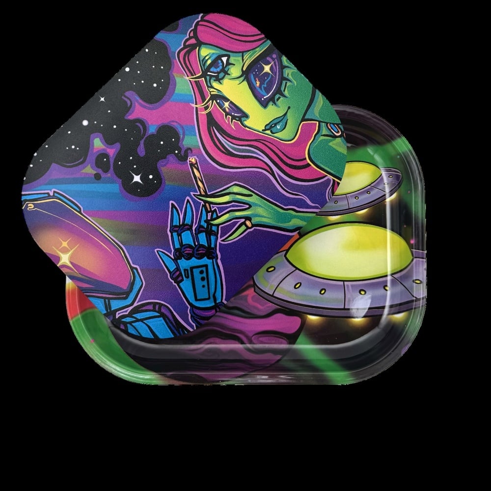 Space Lovers by Spooky Girl Art Rolling Tray Cover