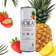 Voila Pineapple Strawberry Sparkling Mineral Water (10mg THC/5mg CBD)