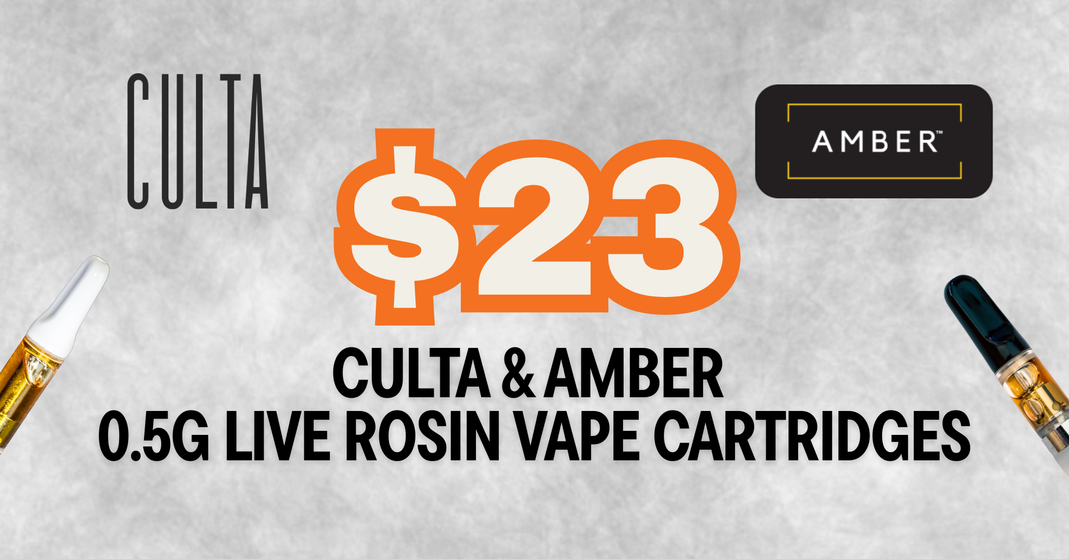 $23 Culta/Amber 0.5g L.R. Vape Carts special