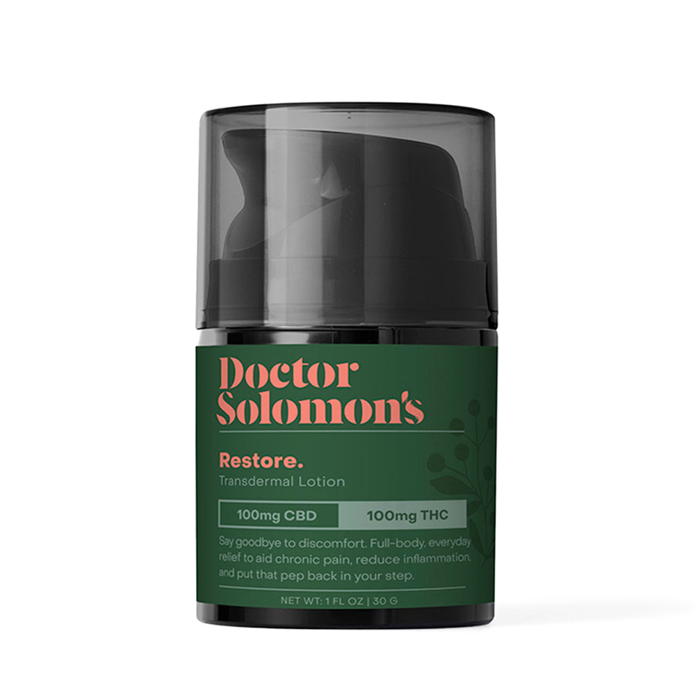 Doctor Solomon's Restore 1:1 CBD:THC Transdermal Lotion 100mg CBD 100mg THC