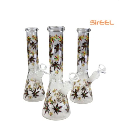 Rasta Leaf Beaker Bong w/ Matching Down Stem Rasta Leaf Beaker Bong w/ Matching Down Stem