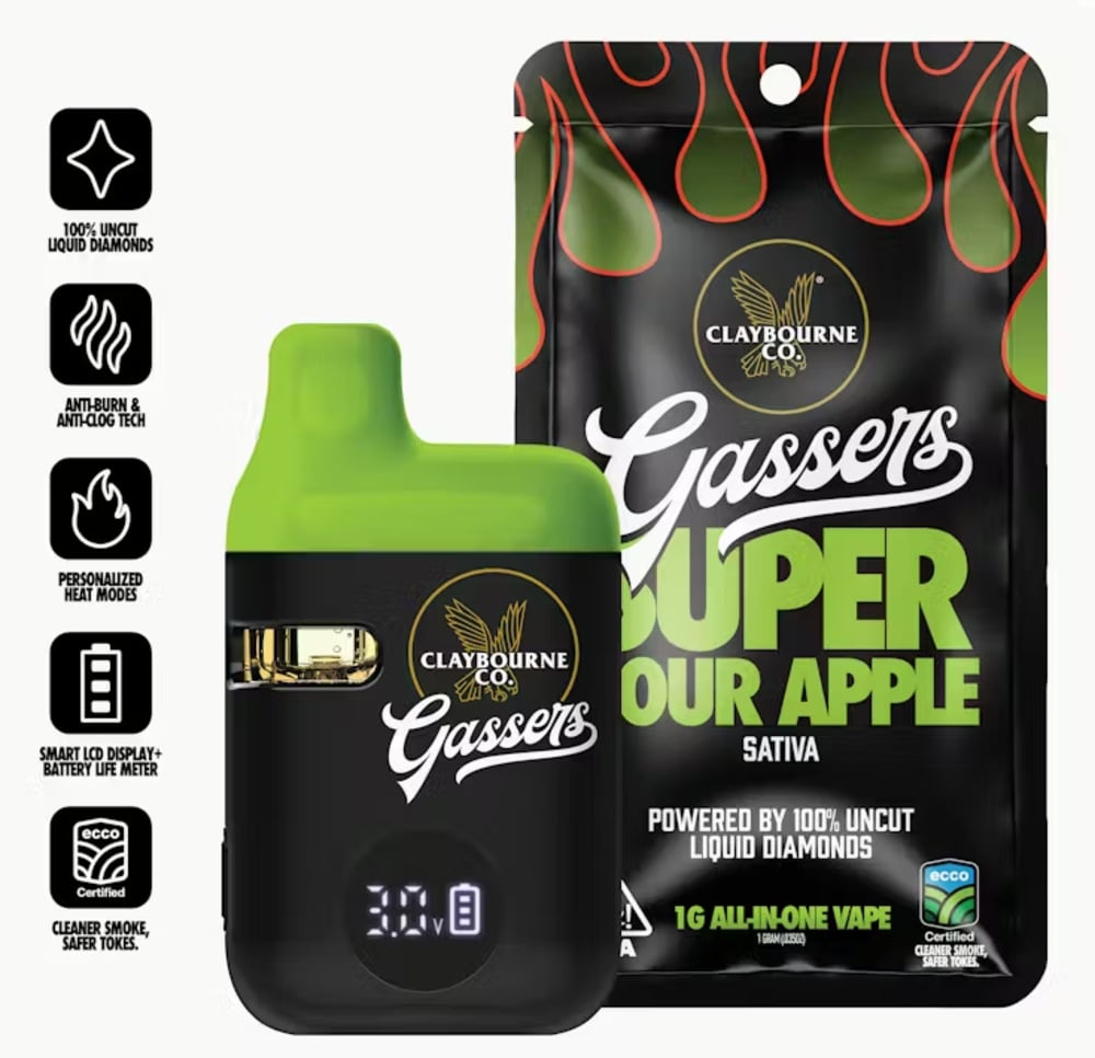 Super Sour Apple  (1g) - Gassers All-In-One Liquid Diamonds Vape