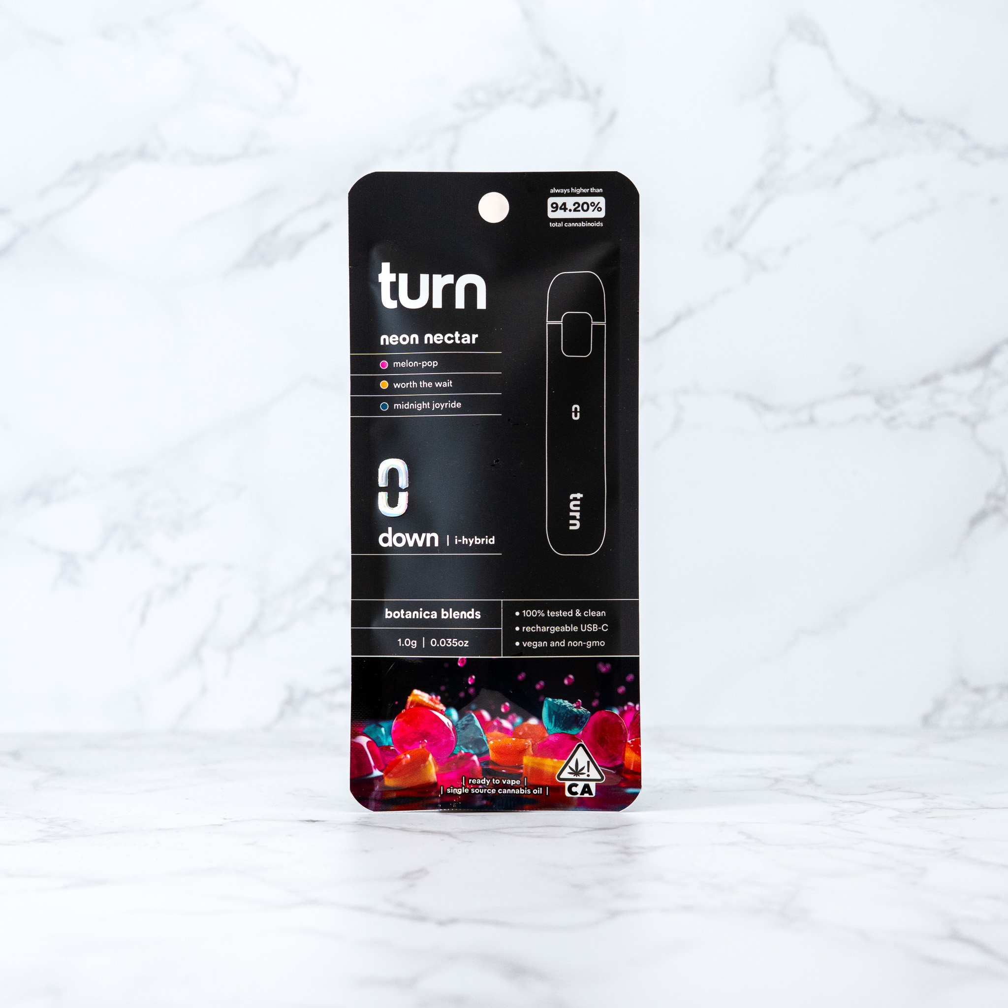 TURN - NEON NECTAR - 'BOTANICA BLENDS' ALL IN ONE VAPE CART - INDICA HYBRID - [1G]