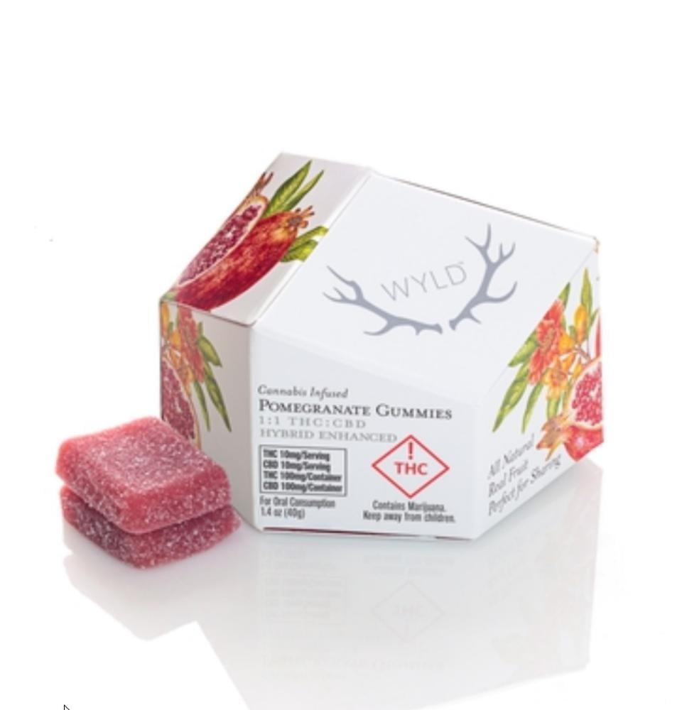 Pomegranate 1:1 CBD + Hybrid Enhanced Gummies | 100mg THC:100mg CBD