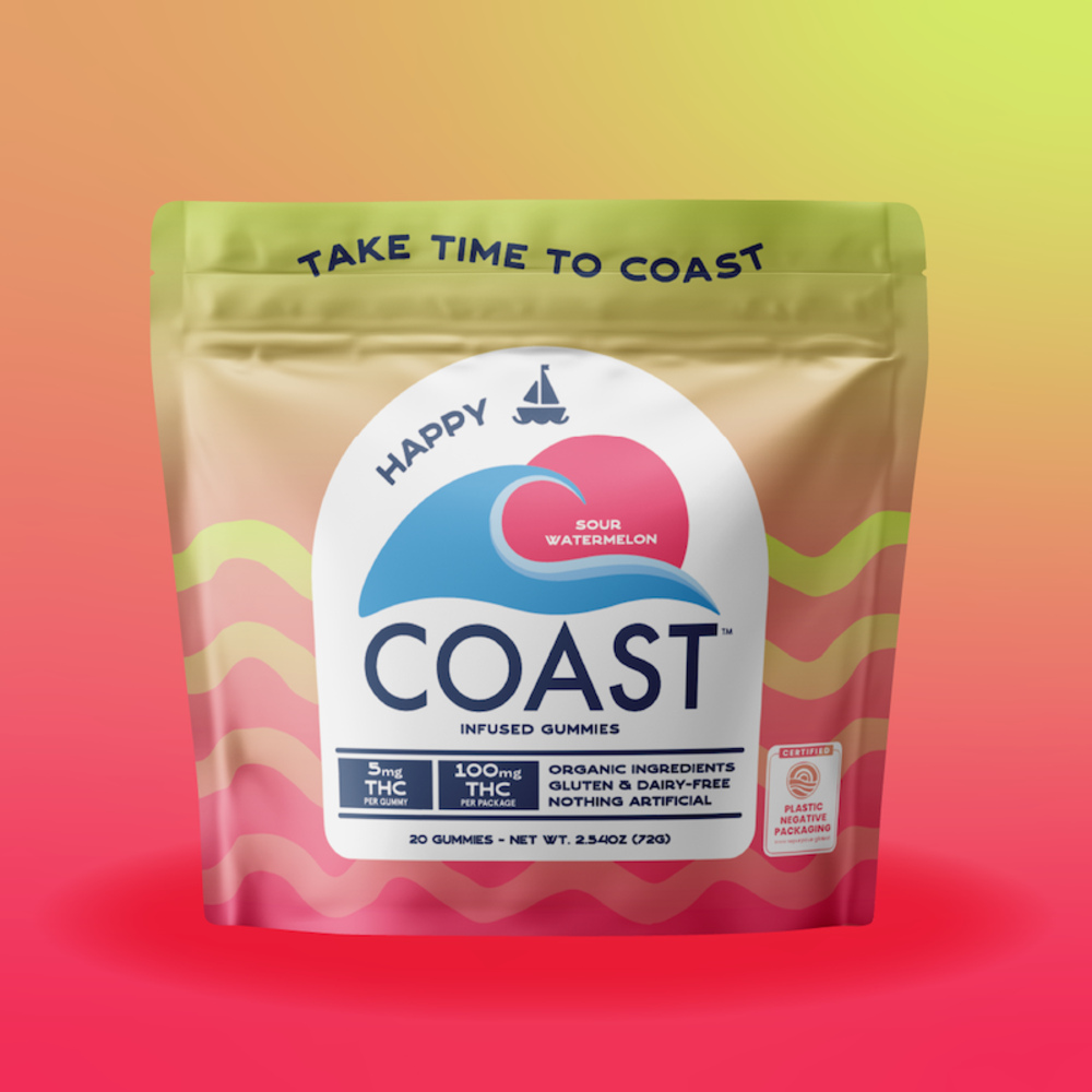 Coast - Sour Watermelon (Happy) Organic Gummies (100mg 20pk)