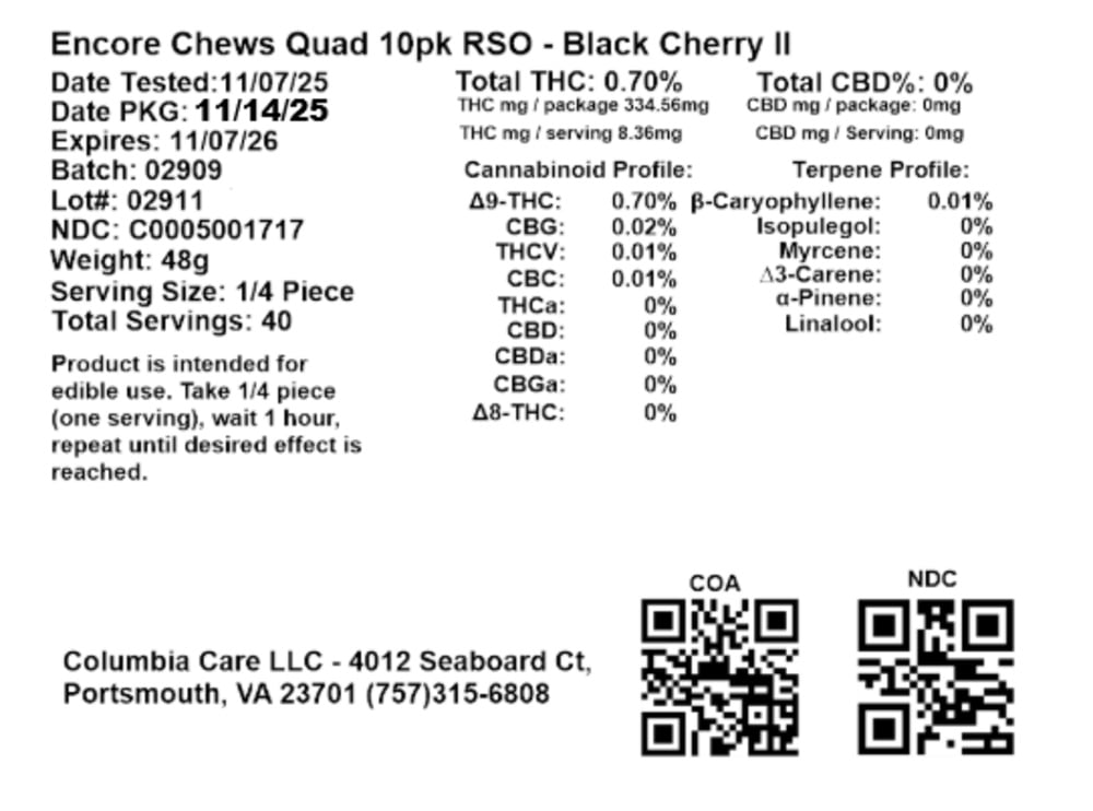 Sour Black Cherry RSO - Hybrid Quad Dose [10pk]