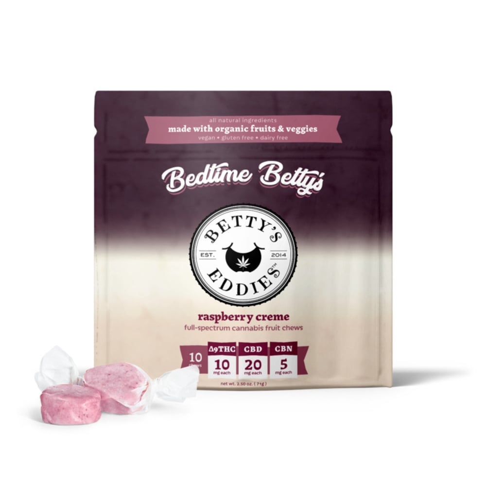 Bedtime Betty’s Raspberry Creme [10pk] (100mg THC/200mg CBD/50mg CBN) Sleep Fruit Chews