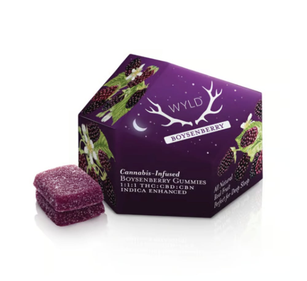 Boysenberry 1:1:1 CBD:CBN + Indica Enhanced Gummies | 100mg THC:CBD:CBN Boysenberry 1:1:1 CBD:CBN + Indica Enhanced Gummies | 100mg THC:CBD:CBN